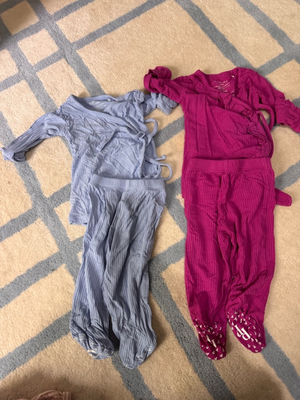 Posh Peanut Ribbed Pajama Sets in Lilac and Magenta